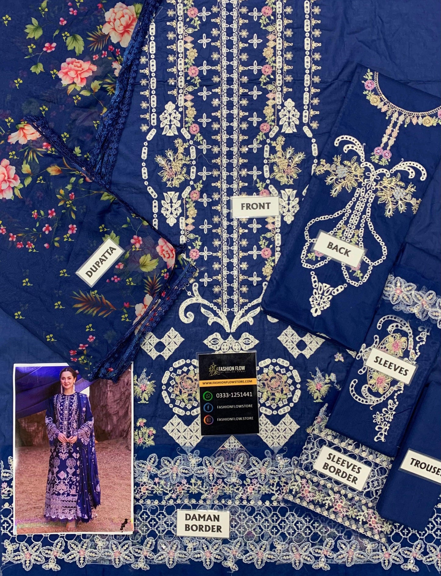 QALAMKAR ROYAL BLUE LAWN COLLECTION