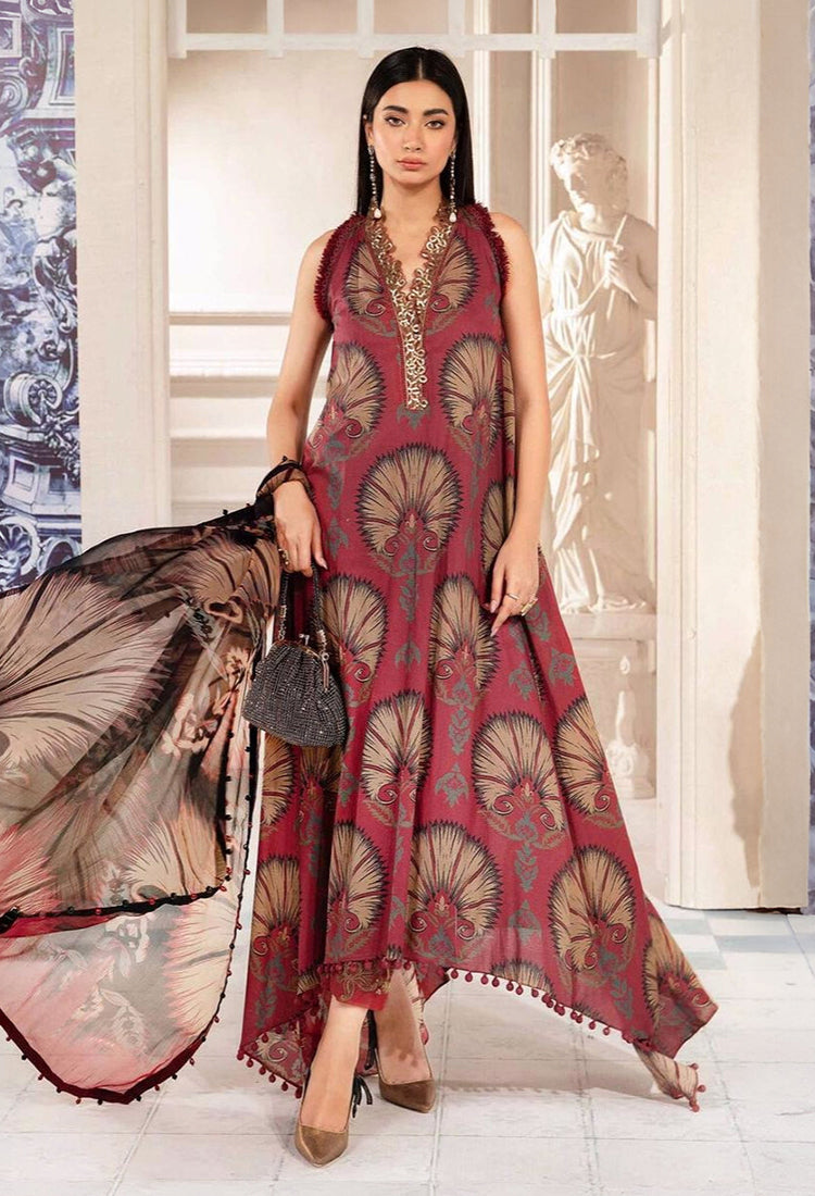 Maria B Maroon Lawn Collection 2025