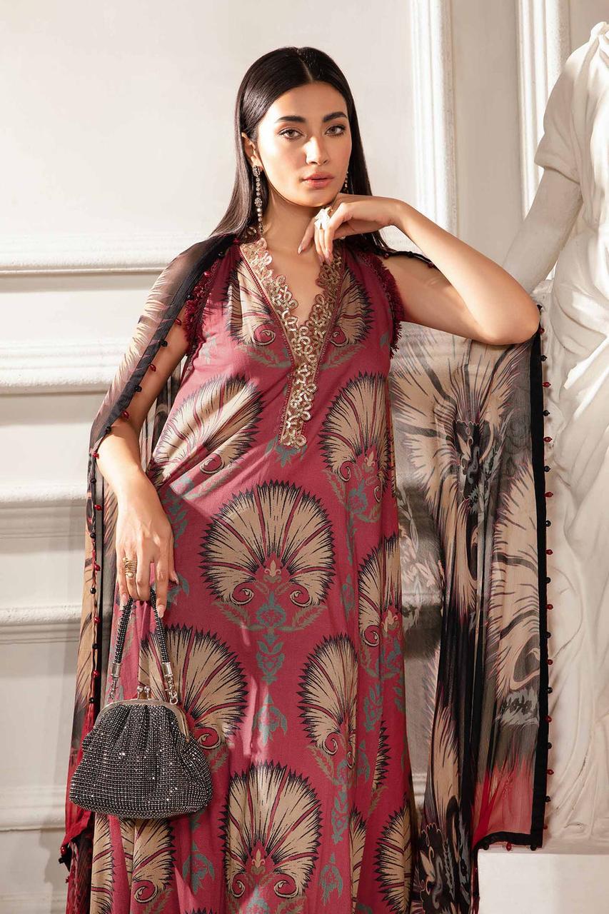 Maria B Maroon Lawn Collection 2025