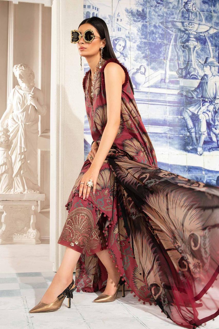 Maria B Maroon Lawn Collection 2025