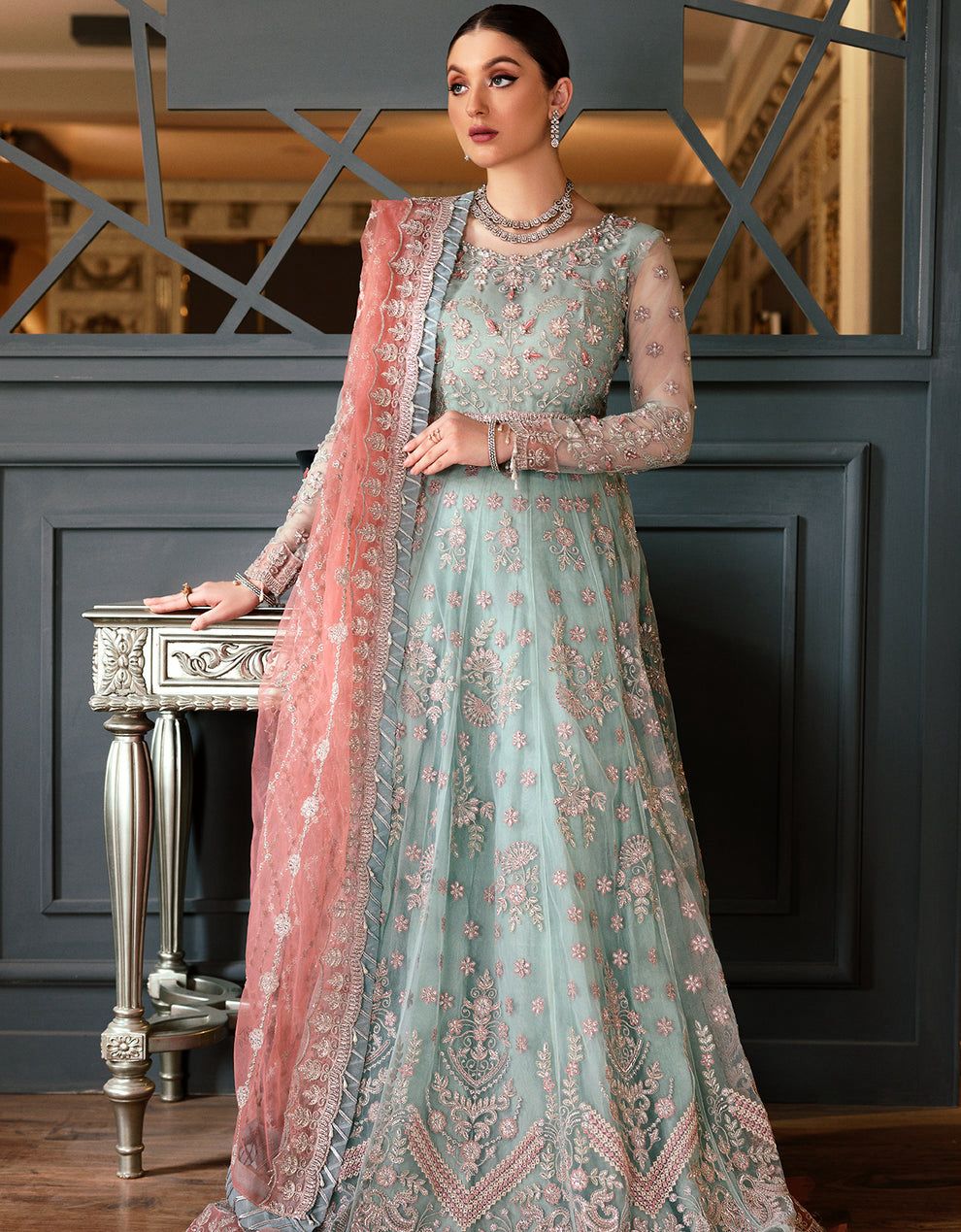 EMAAN ADEEL embroidered net Collection